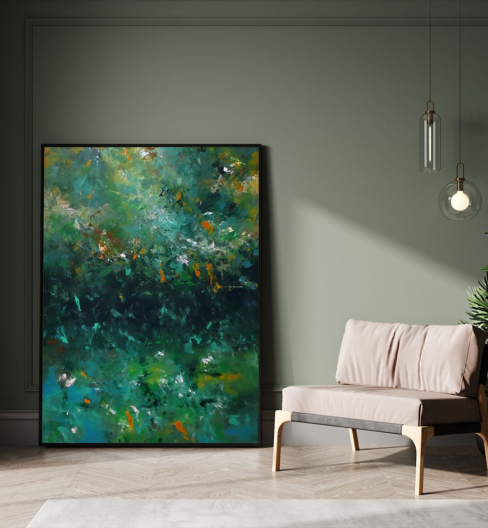 Vibrant FLOWERS, ABSTRACT PAINTINGS enhancing a modern living space with dynamic colors and creative design.