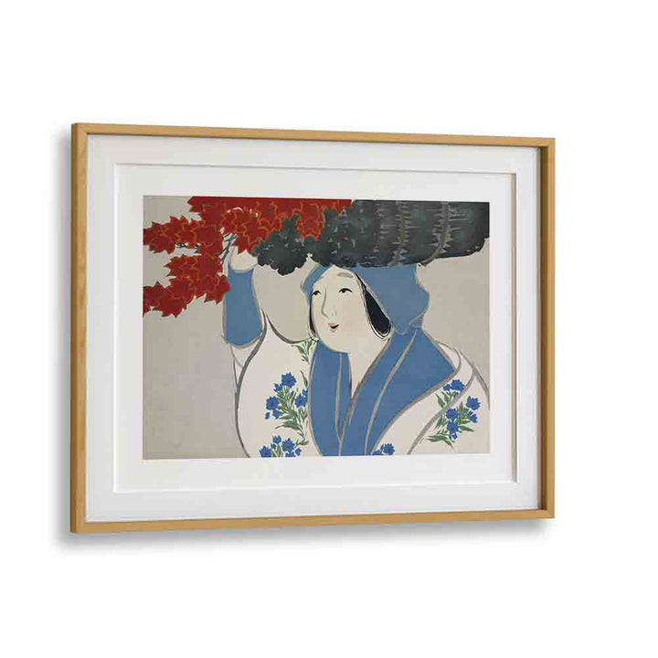 Flowers Of A Hundred Generations (1909) Japanese Art Artwork in Oak Wood Frame With Mount
