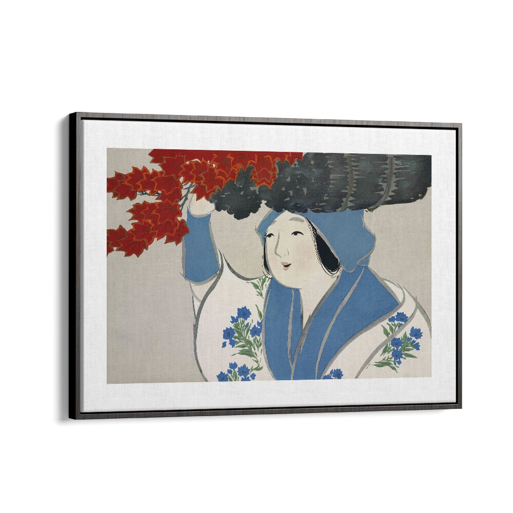 Flowers Of A Hundred Generations (1909) Japanese Art Artwork in Black Floater Frame