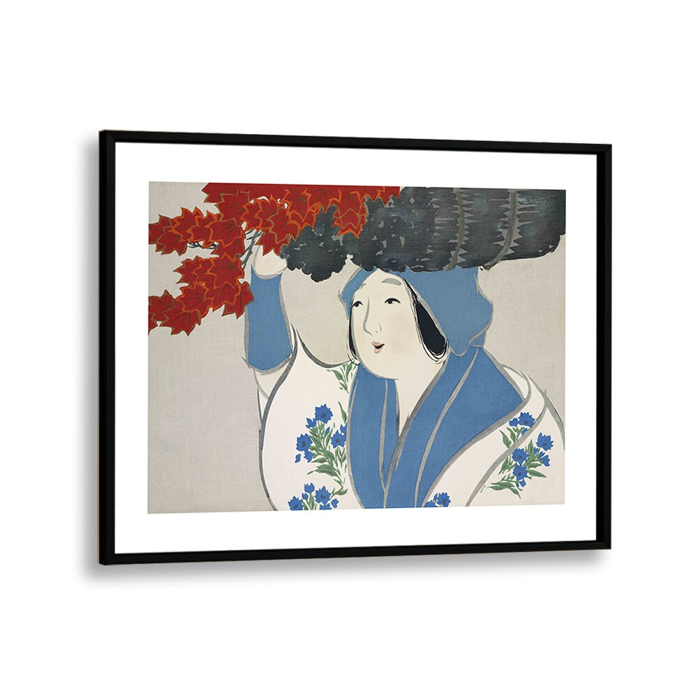 Flowers Of A Hundred Generations (1909) Japanese Art Artwork in Black Plain Frame