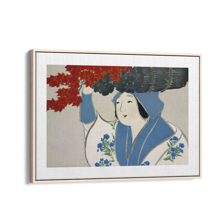 Flowers Of A Hundred Generations (1909) Japanese Art Artwork in Oak Wood Floater Frame