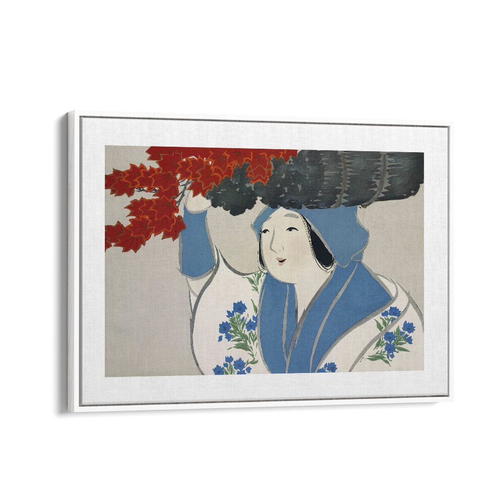 Flowers Of A Hundred Generations (1909) Japanese Art Artwork in White Floater Frame