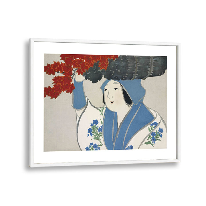 Flowers Of A Hundred Generations (1909) Japanese Art Artwork in White Plain Frame