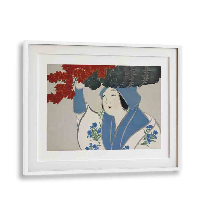 Flowers Of A Hundred Generations (1909) Japanese Art Artwork in White Frame With Mount
