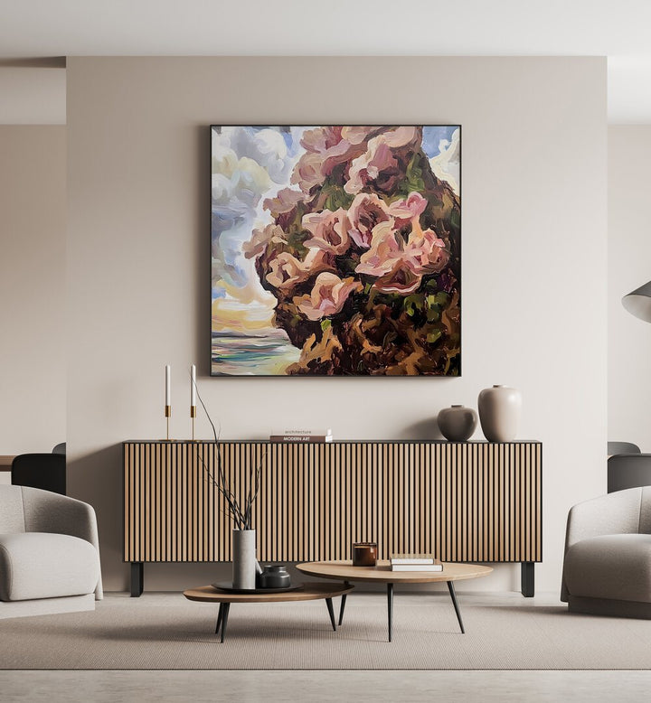 Vibrant floral arrangement, FLOWERS BY THE BEACH, enhances coastal-inspired home decor with natural beauty.