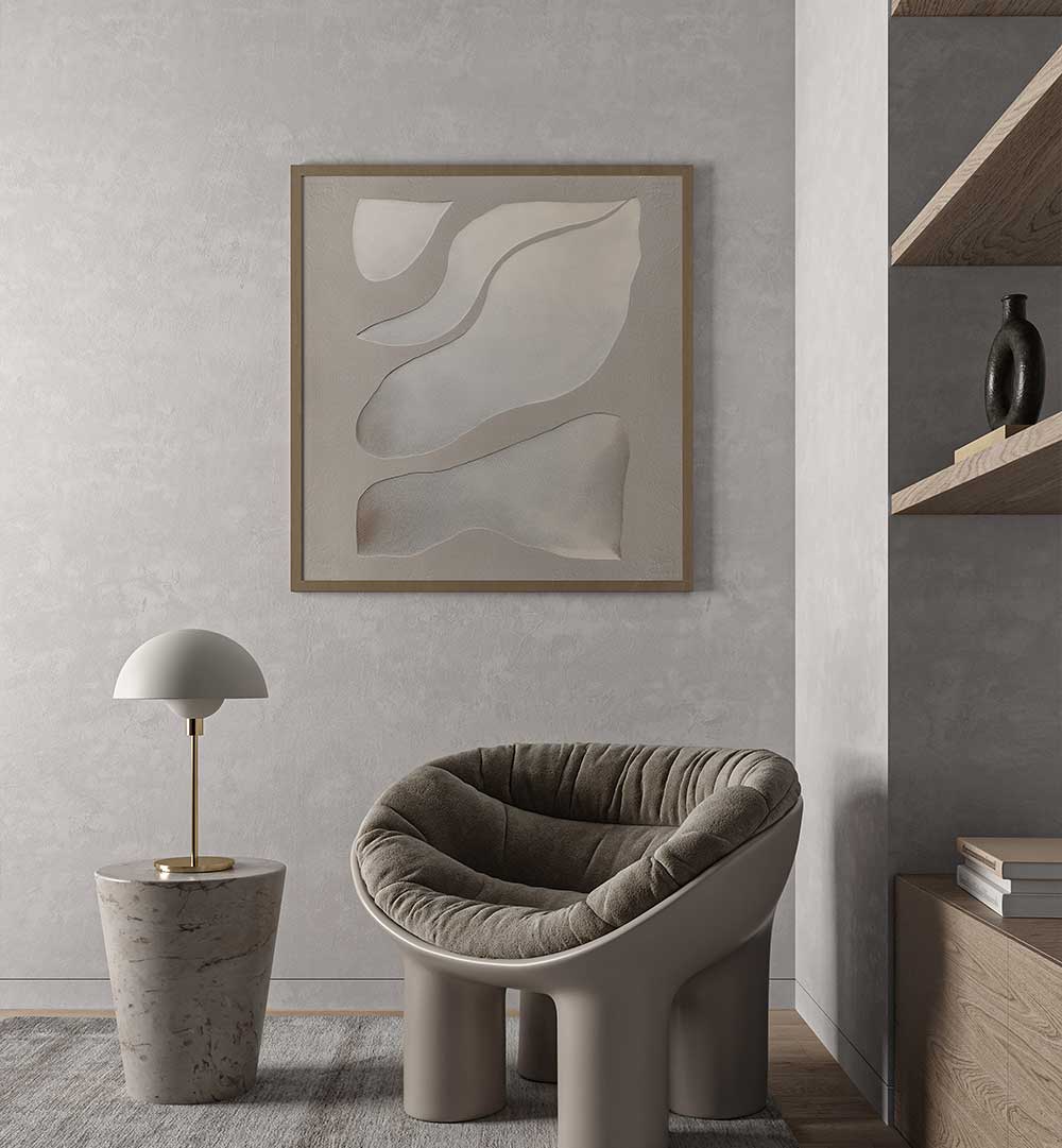 FLOWING SHAPES IN SOFT NEUTRAL TONES , ABSTRACT PAINTINGS