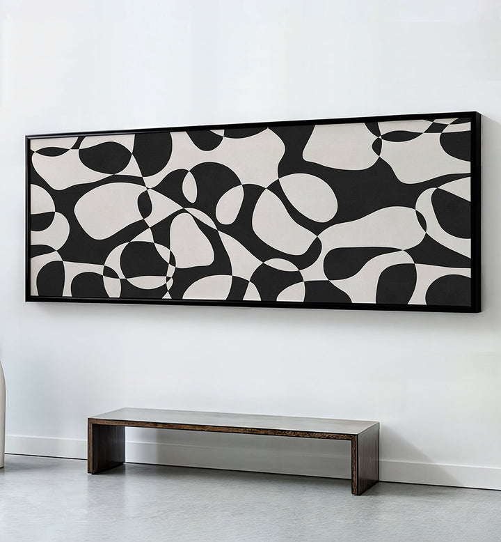 FLUID BLACK WHITE PATTERN , PANORAMIC ART