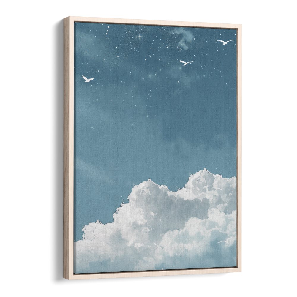 Flying High Kids Art Artwork in Oak Wood Floater Frame
