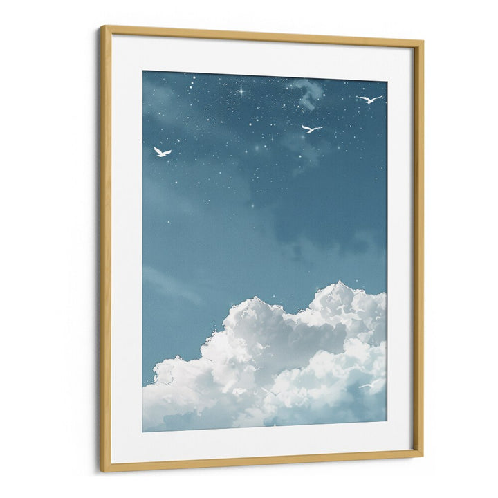 Flying High Kids Art Artwork in Oak Wood Frame With Mount
