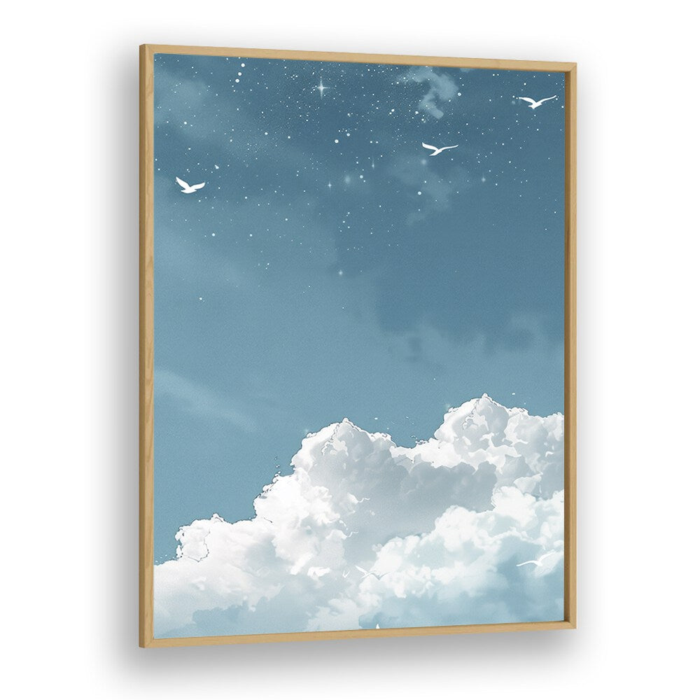 Flying High Kids Art Artwork in Oak Wood Plain Frame
