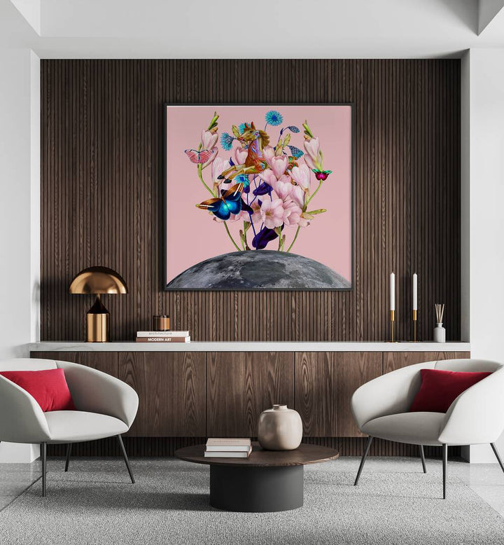 FLYING HORSE OVER THE MOON, SURREAL ART PRINTS bring whimsical adventure to your space with enchanting design.