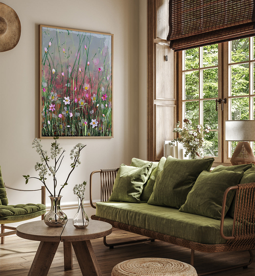 FOGGY DAY III , FLORAL FLOWER PAINTINGS