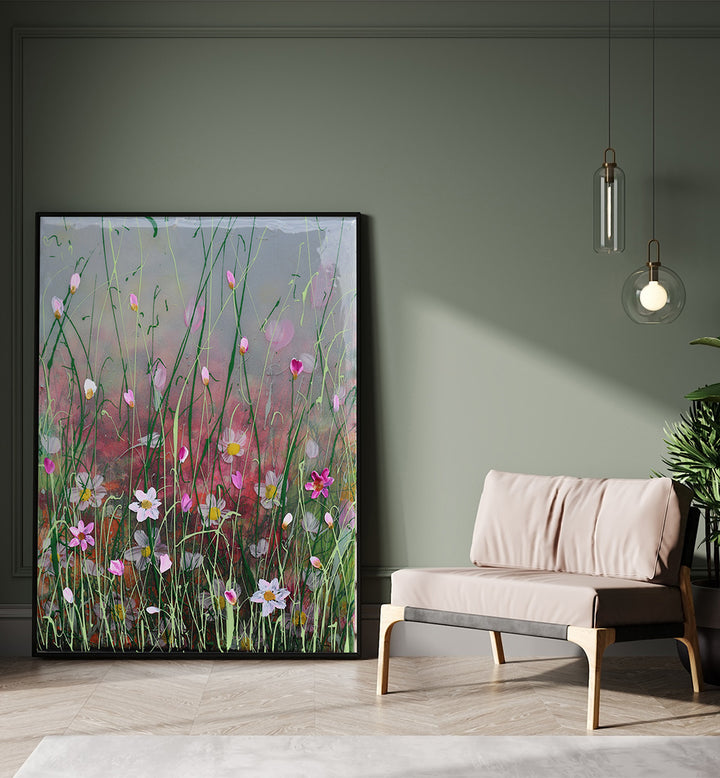 FOGGY DAY III , FLORAL FLOWER PAINTINGS