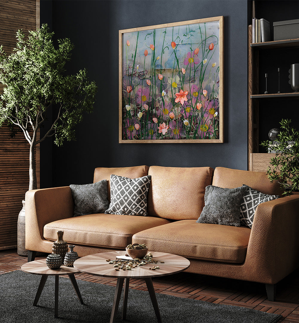 FOGGY DAY IV , FLORAL FLOWER PAINTINGS