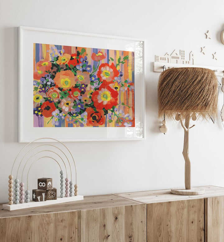 Folk Bouquet By Ania Zwara Botanical art painting Artwork Placed on a wall