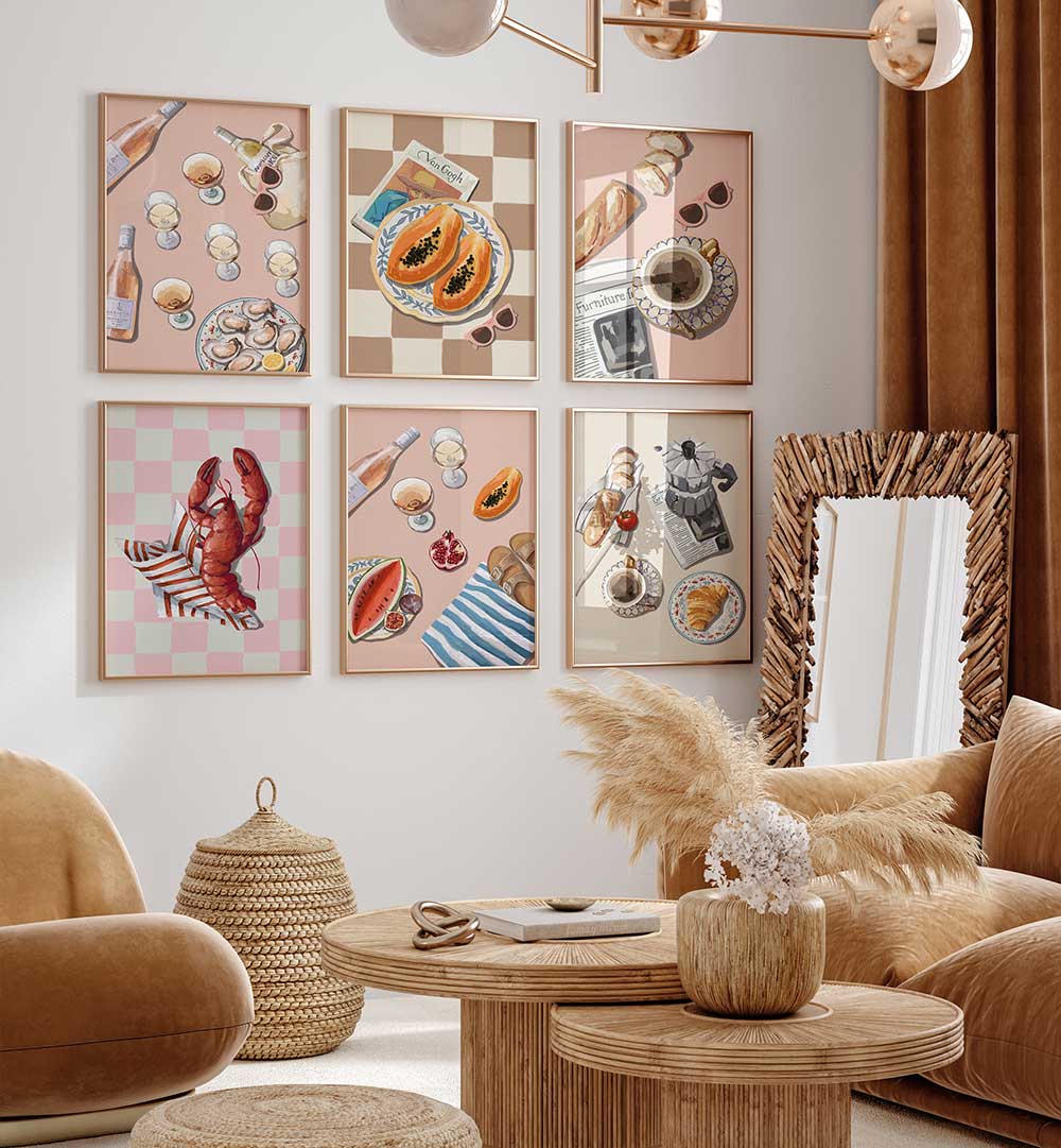 FOOD NATION SET , SET OF 6 PAINTINGS