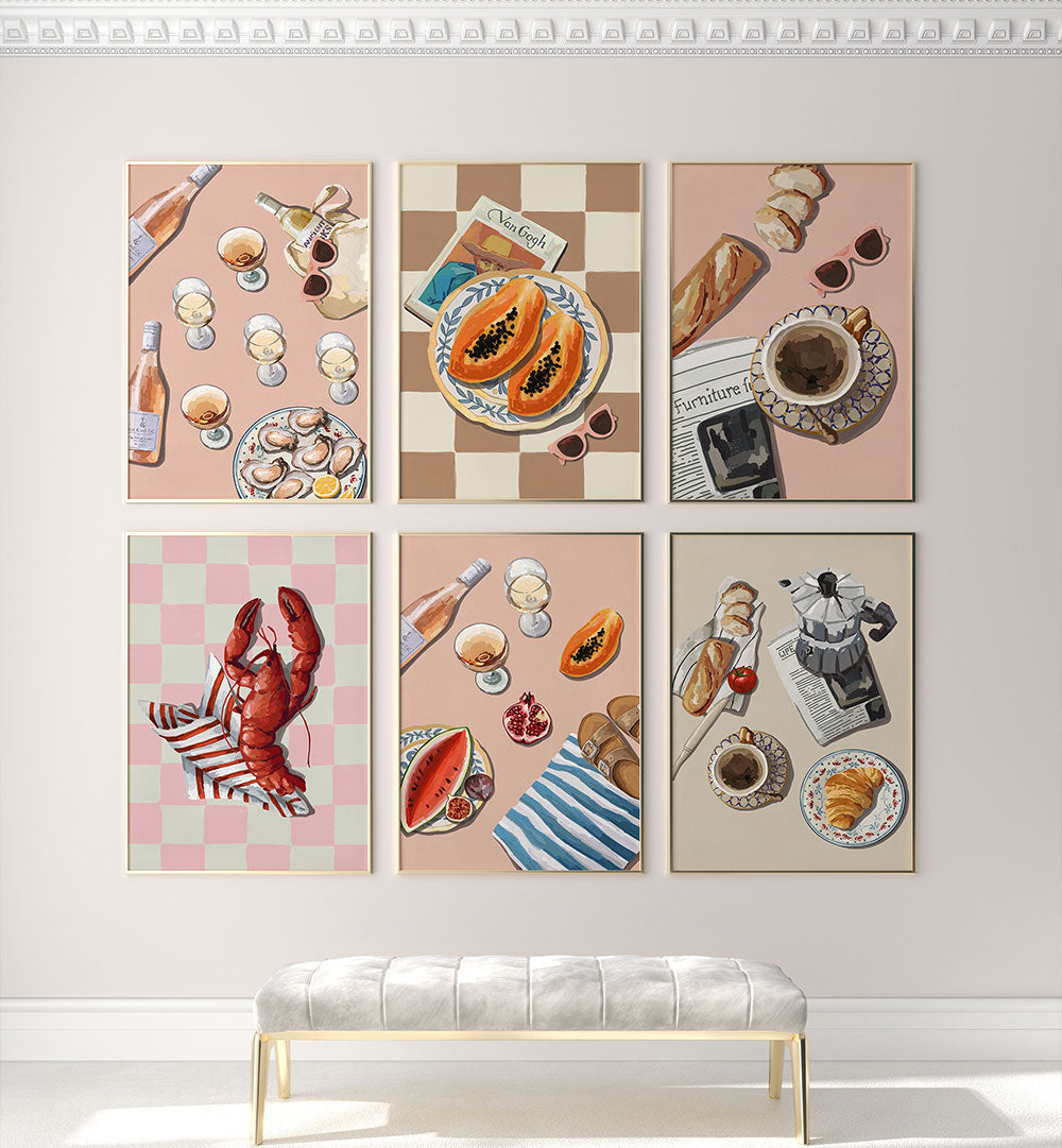 FOOD NATION SET , SET OF 6 PAINTINGS