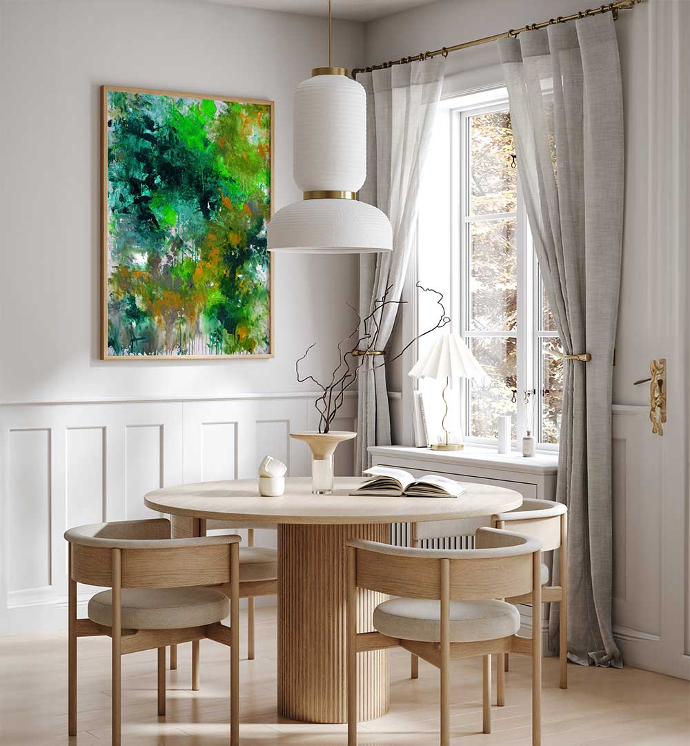 Vibrant Forest Abstract Paintings enhance your space, blending nature and artistry in stunning colors.