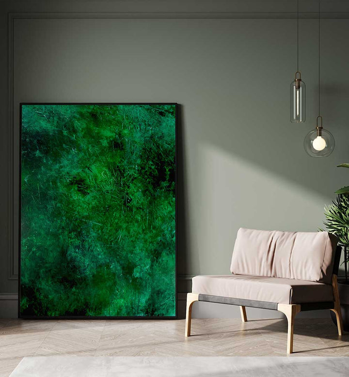 Vibrant Forest Neon Green Abstract Paintings enhancing modern living space with stunning color and texture.
