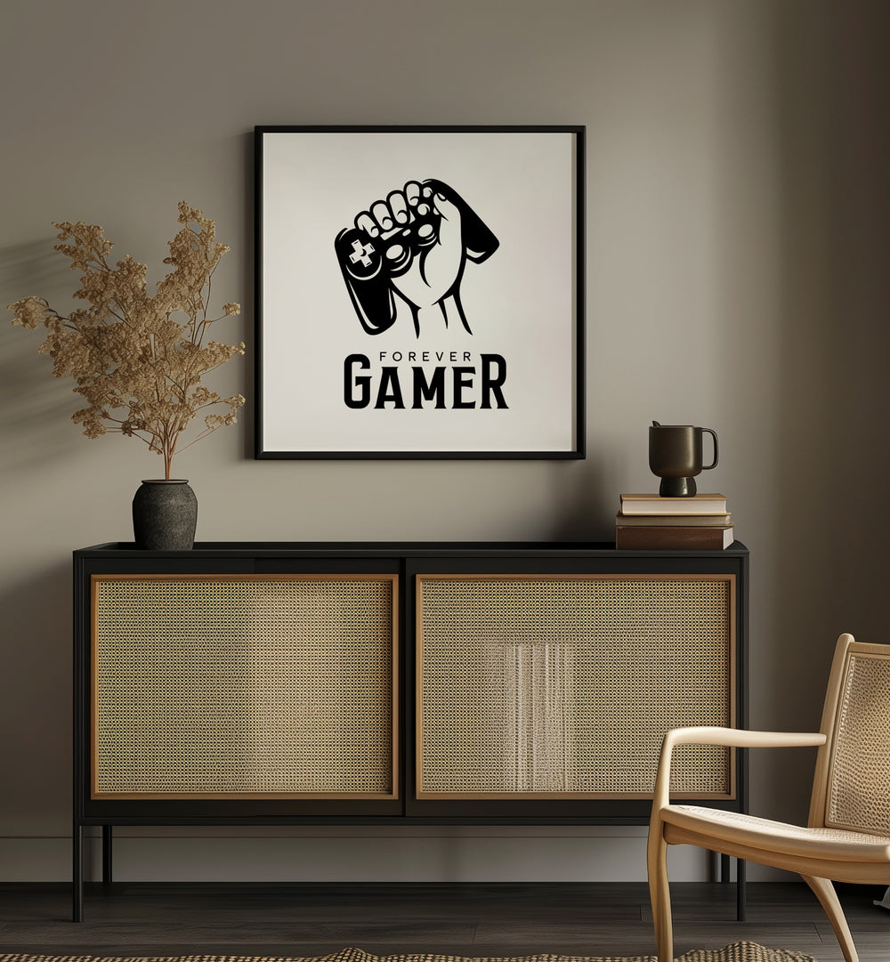 Forever Gamer  Gaming Art Artwork Placed on a wall In A Living Room 