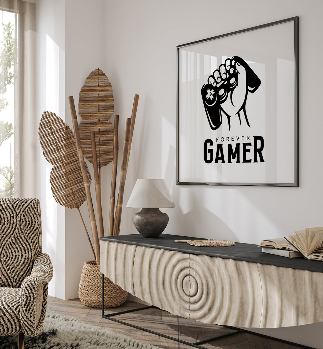 Forever Gamer  Gaming Art Artwork Placed on a wall In A Living Room 