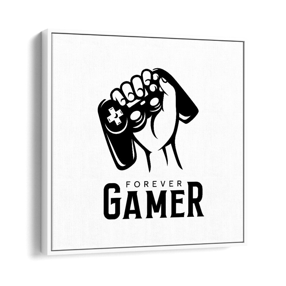 Forever Gamer Gaming art painting Artwork in White Floater Frame