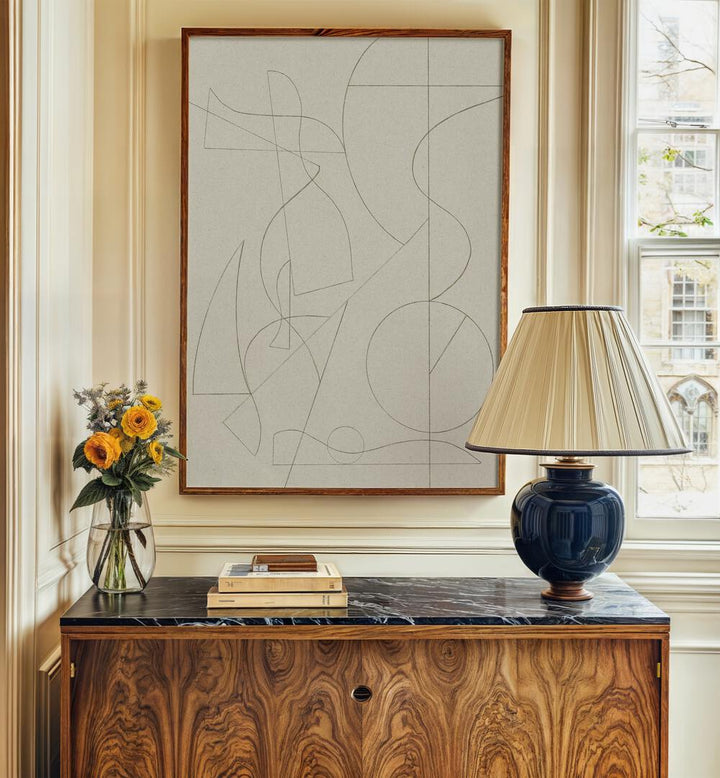 Stylish living room featuring FOUNDED, ABSTRACT PAINTINGS, blending colors and shapes for inspiring decor.