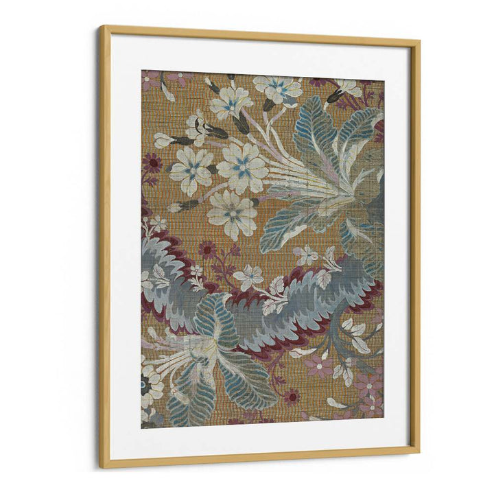 French Flowers II Botanical Flower Paintings Artwork in Oak Wood Frame With Mount