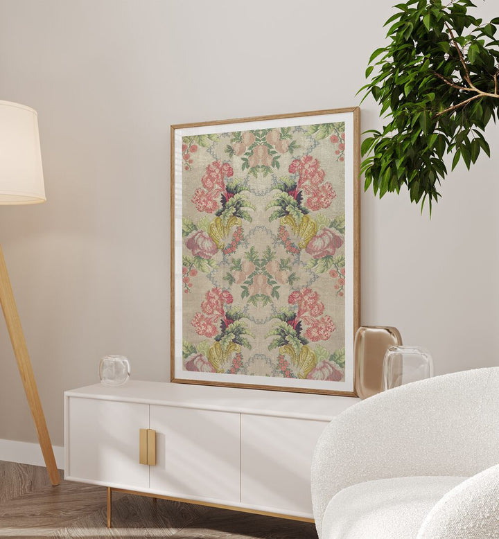 French Strawberry Botanical Flower Paintings Artwork Placed Near The Wall