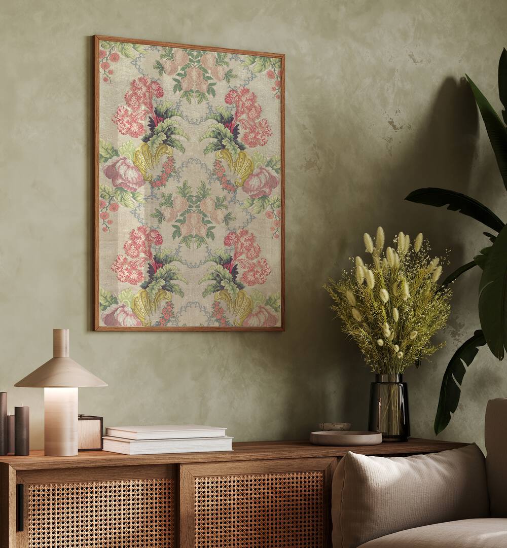 French Strawberry  Botanical Flower Paintings Artwork Placed on a wall