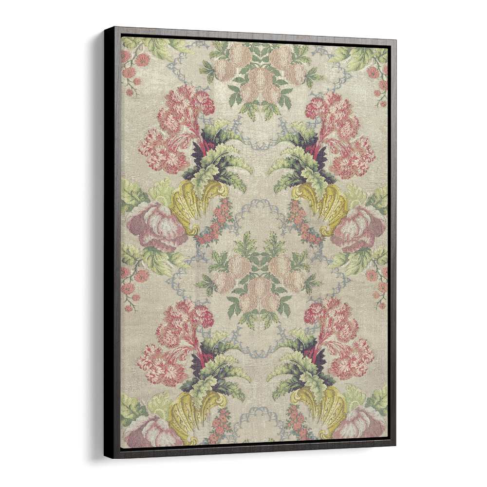 French Strawberry Botanical Flower Paintings Artwork  in Black Floater Frame