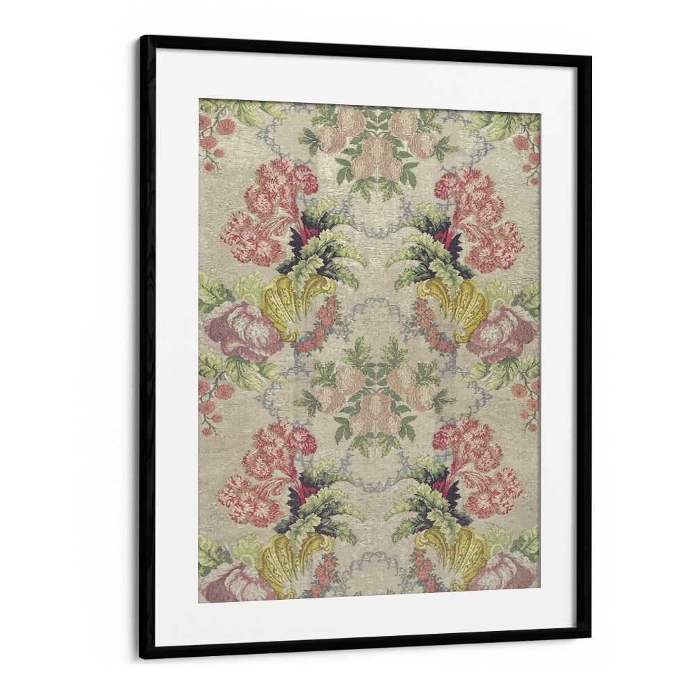 French Strawberry   Botanical Flower Paintings Artwork  in Black Frame With Mount