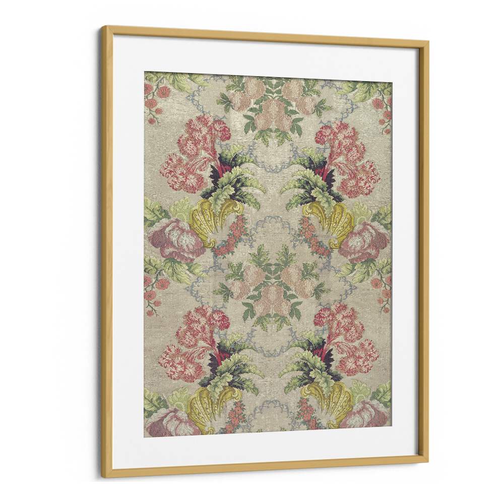 French Strawberry  Botanical Flower Paintings Artwork in Oak Wood Frame With Mount