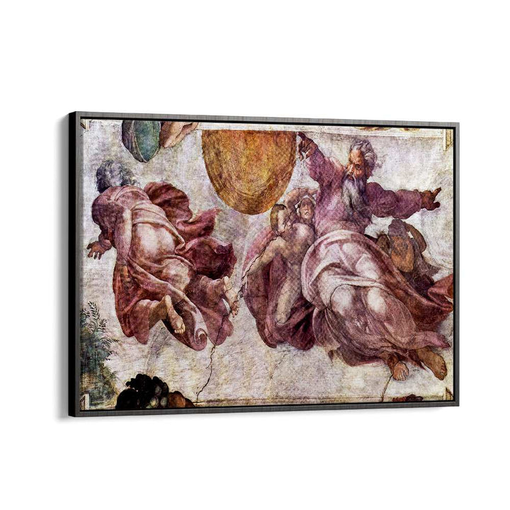 Fresco In The Sistine Chapel (1508-1512) Michelangelo Buonarroti art painting Artwork in Black Floater Frame