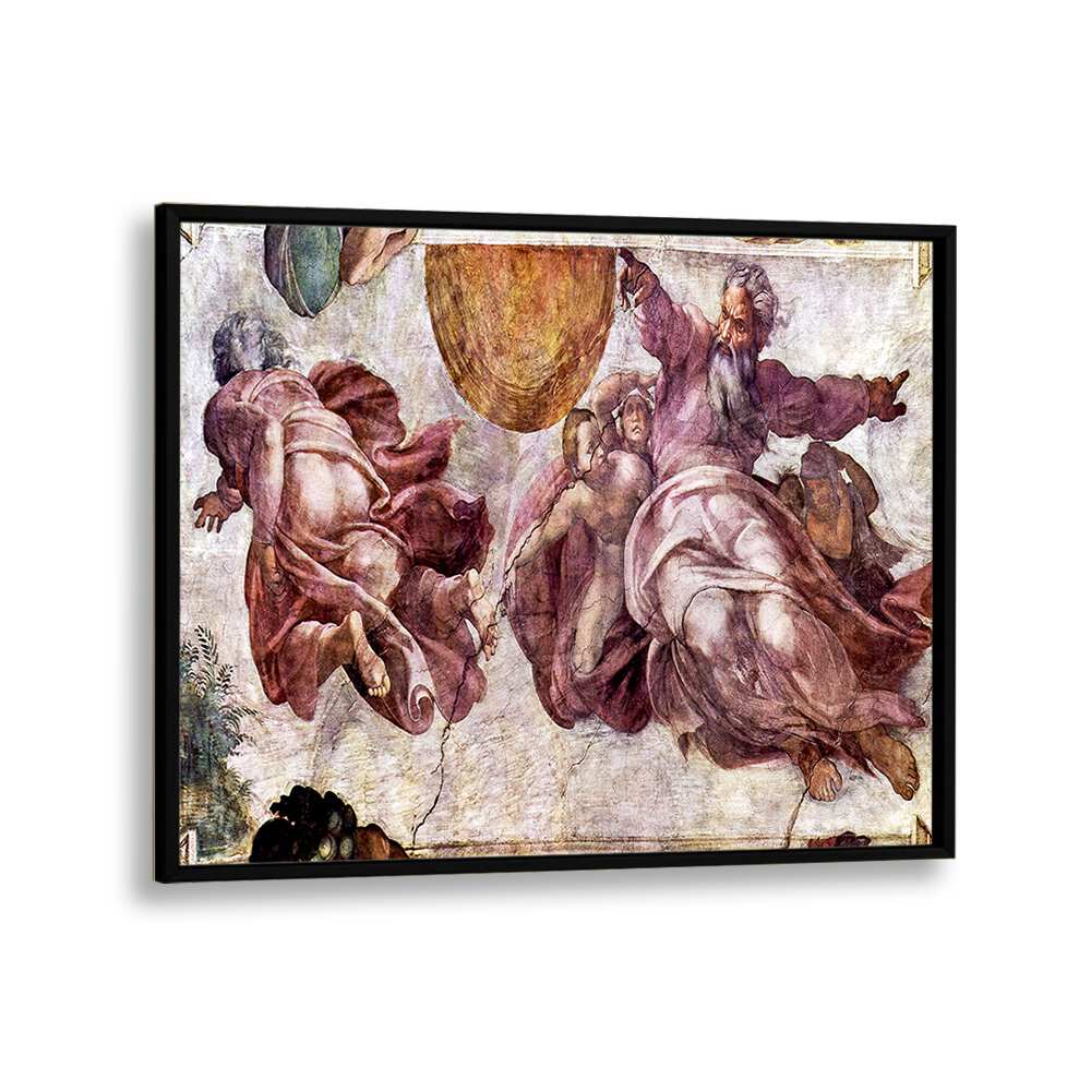 Fresco In The Sistine Chapel (1508-1512) Michelangelo Buonarroti art painting Artwork in Black Plain Frame