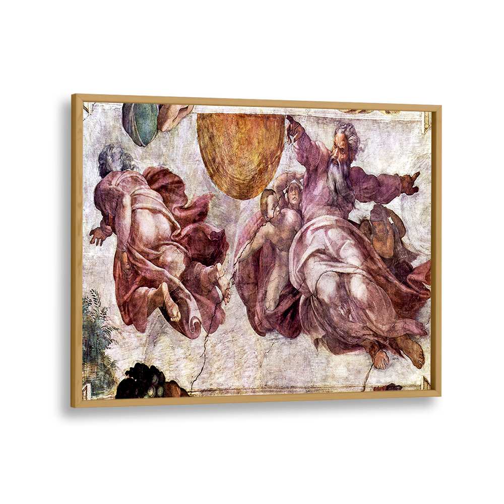 Fresco In The Sistine Chapel (1508-1512) Michelangelo Buonarroti art painting Artwork in Oak Wood Plain Frame