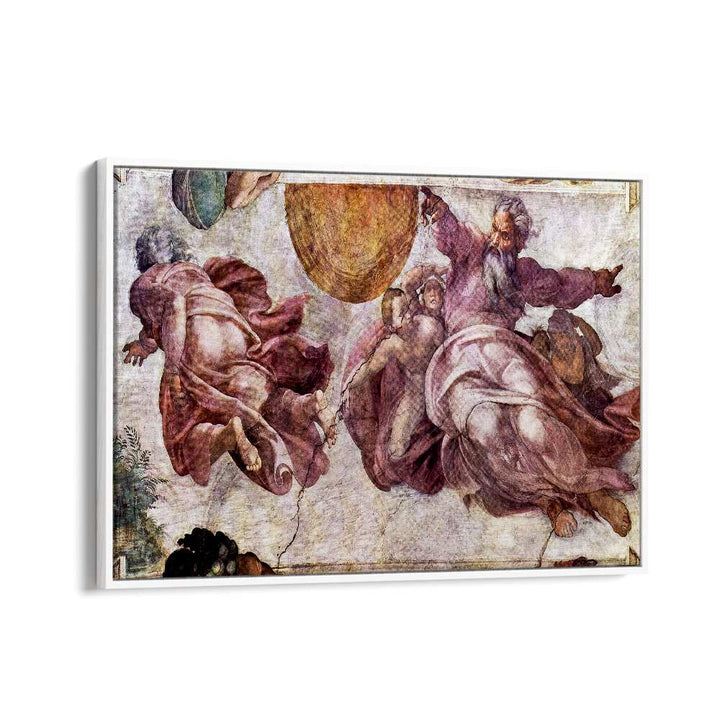 Fresco In The Sistine Chapel (1508-1512) Michelangelo Buonarroti art painting Artwork in White Floater Frame