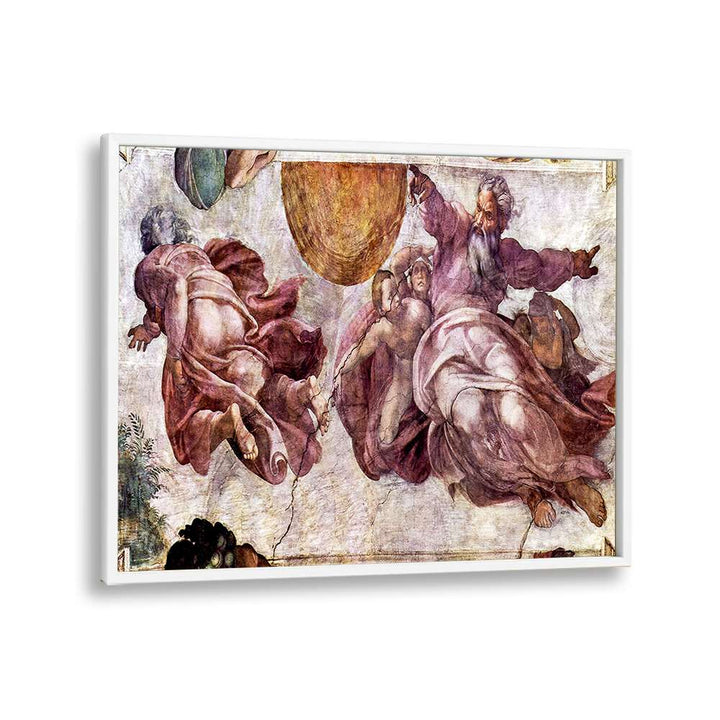 Fresco In The Sistine Chapel (1508-1512) Michelangelo Buonarroti art painting Artwork in White Plain Frame