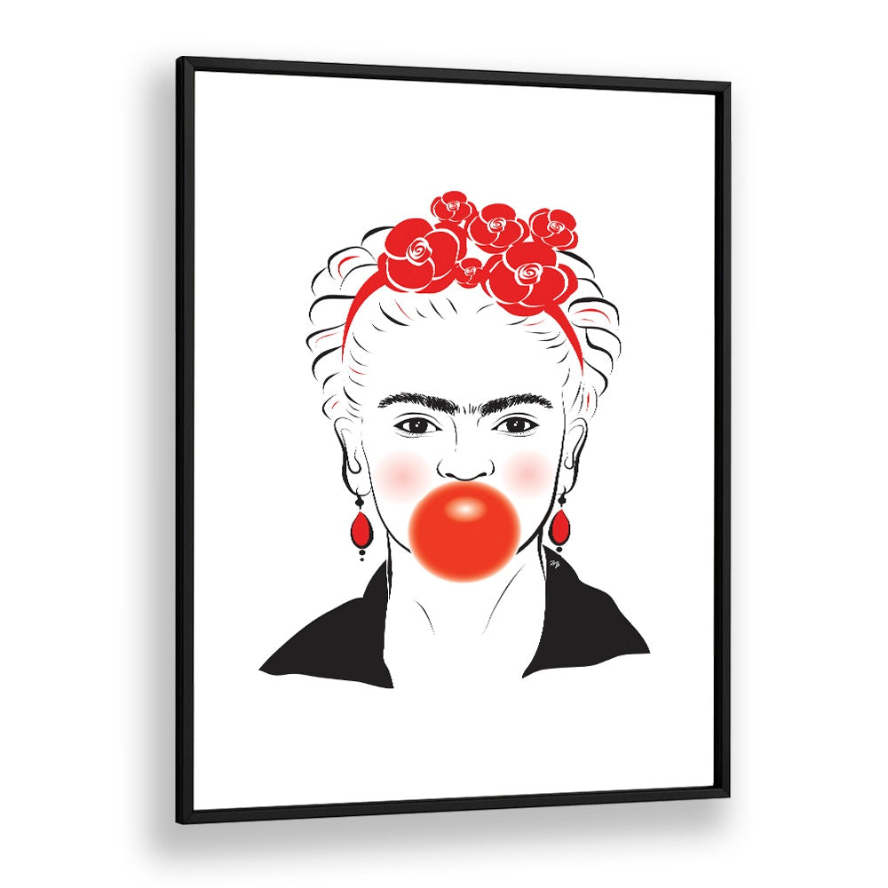 Frida In Red by Martina Fashion art Artwork in Black Plain Frame
