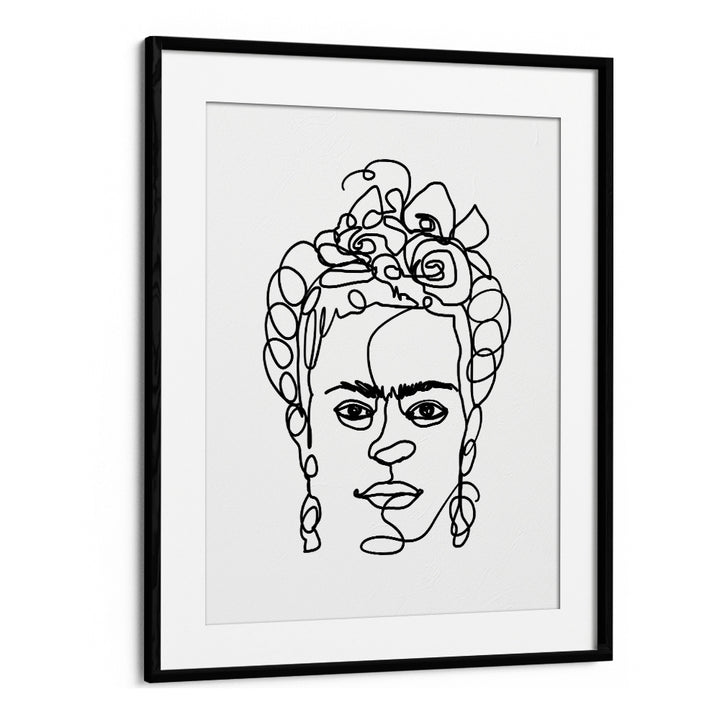 Frida Made Me Line Art Artwork in Black Frame With Mount