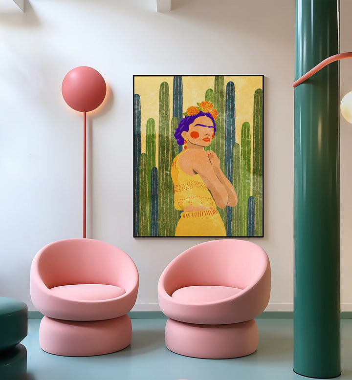 FRIDA AND CACTI , PORTRAITS & FIGURATIVE ILLUSTRATIONS