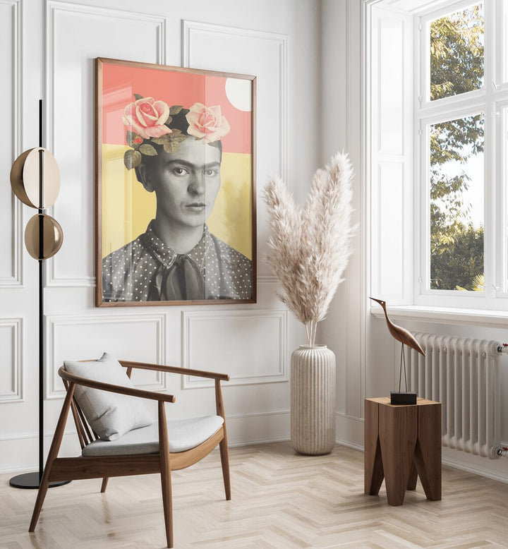 Stunning FRIDA, PORTRAITS artwork by Florent Bodart, featuring vibrant colors and a captivating floral design.