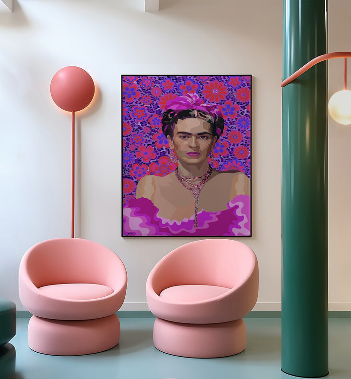 FRIDA IN PURPLE FLOWERS