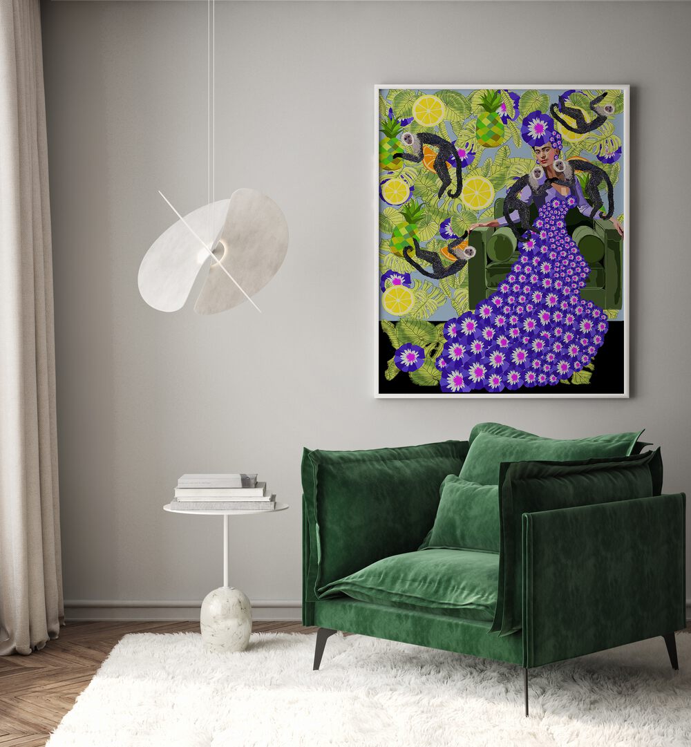 Lynnda Rakos painting - FRIDA IN THE GARDEN by Asianmonk