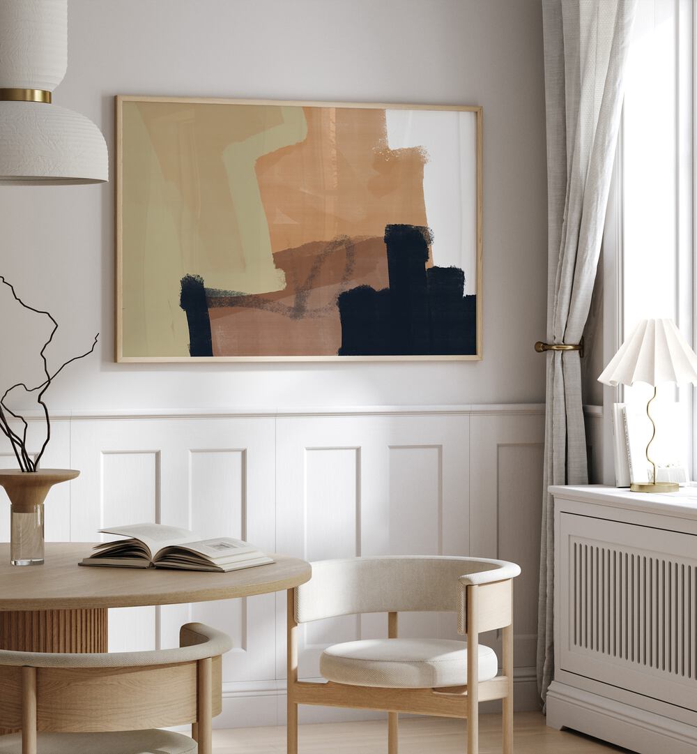 Stylish interior featuring FROZEN ABSTRACT NO III, ABSTRACT PAINTINGS, enhancing modern decor with rich colors.