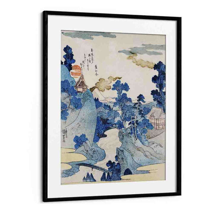 FUJI NO YUKEI 1798-1861 By Utagawa Kuniyoshi Japanese Paintings in Black Frame With Mount