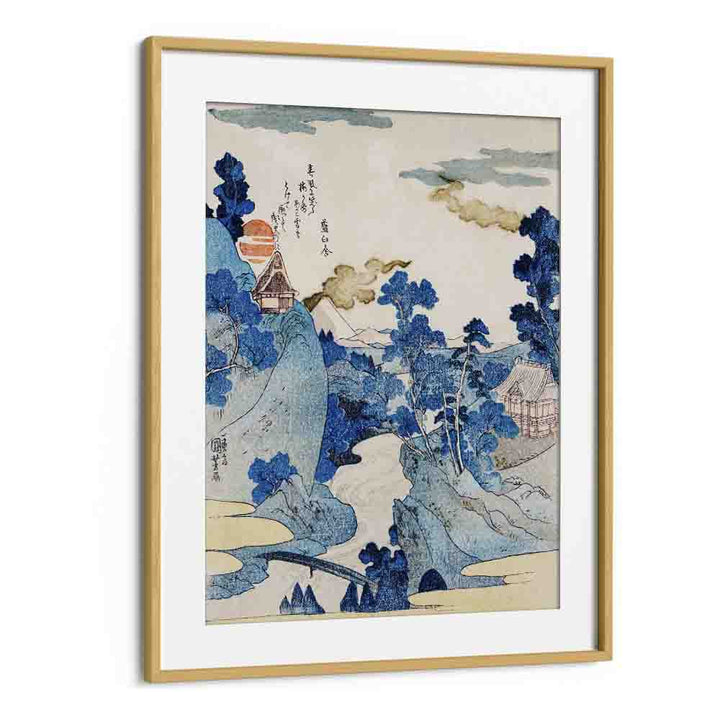 FUJI NO YUKEI 1798-1861 By Utagawa Kuniyoshi Japanese Paintings in Oak Wood Frame With Mount