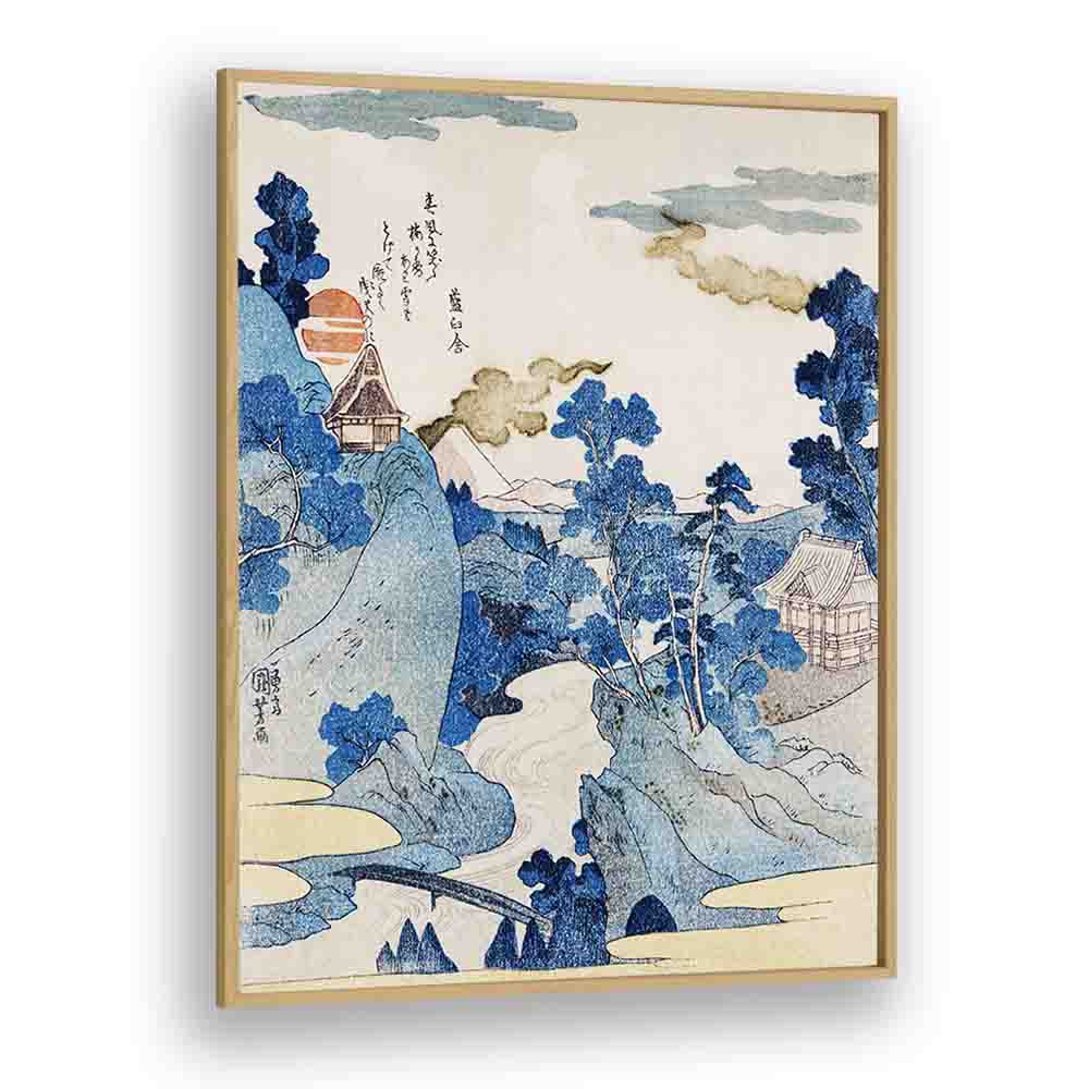 FUJI NO YUKEI 1798-1861 By Utagawa Kuniyoshi Japanese Paintings in Oak Wood Plain Frame