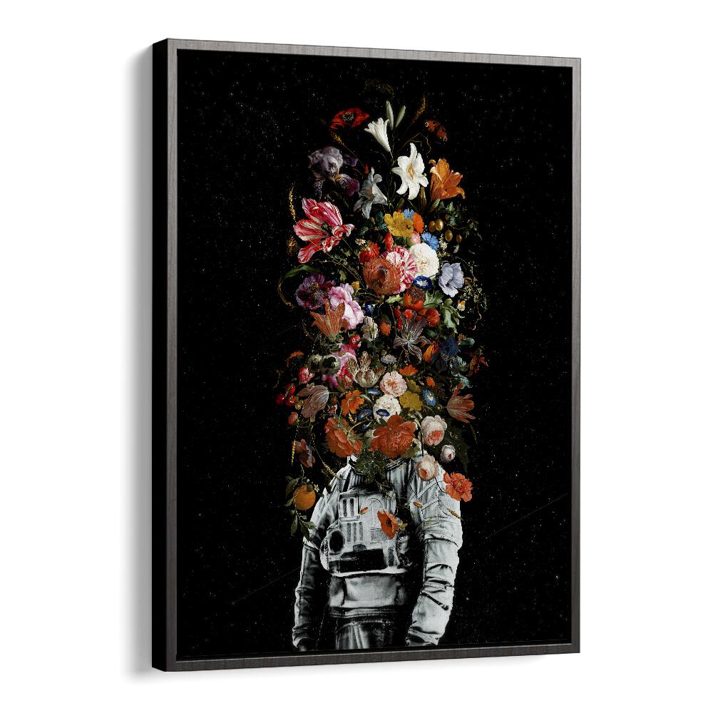 Full Bloom By Francis Minoza Astronaut & Nasa Paintings, Space Art Prints Artwork in Black Floater Frame
