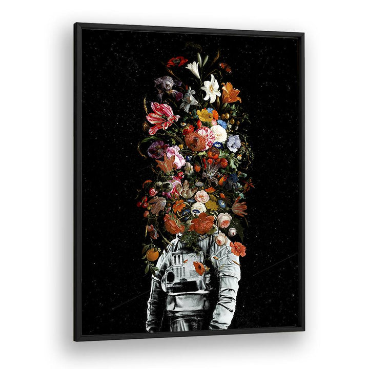 Full Bloom By Francis Minoza Astronaut & Nasa Paintings, Space Art Prints Artwork in Black Plain Frame
